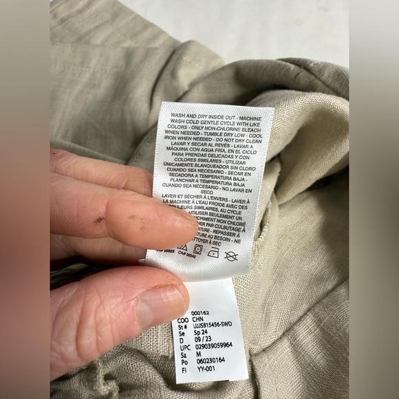 JESSICA SIMPSON Khaki Wide Leg Linen blend cargo pants size M - Picture 10 of 14